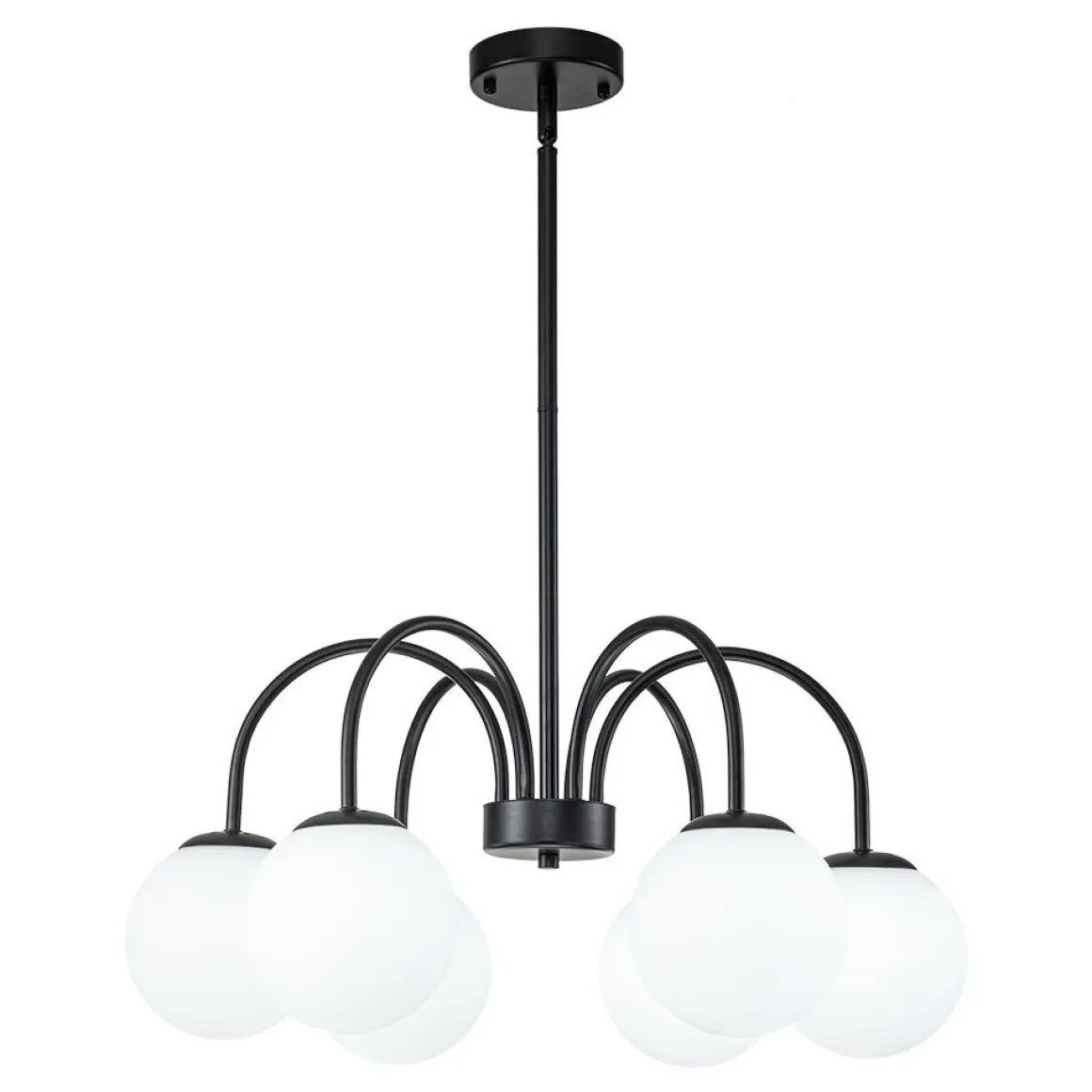 Mid-Century Frosted Glass Globe Bubble Round Chandelier