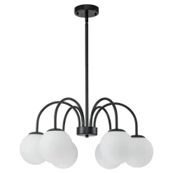 Mid-Century Frosted Glass Globe Bubble Round Chandelier