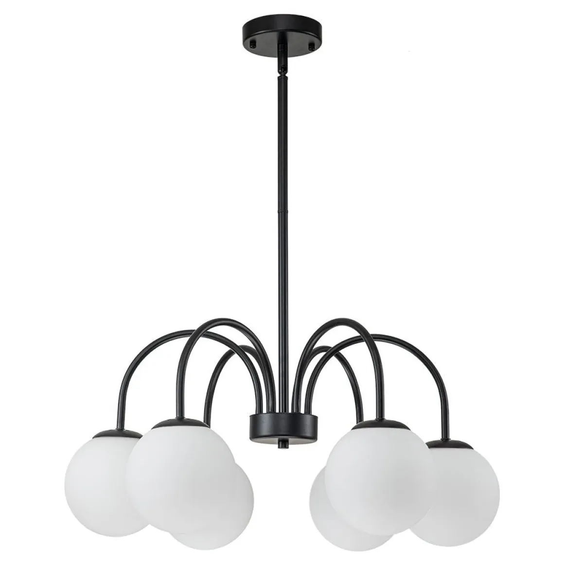 Mid-Century Frosted Glass Globe Bubble Round Chandelier