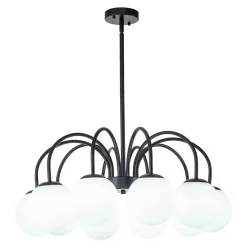 Mid-Century Frosted Glass Globe Bubble Round Chandelier
