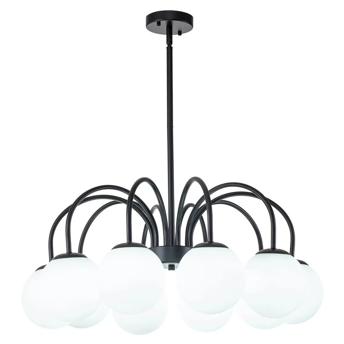 Mid-Century Frosted Glass Globe Bubble Round Chandelier
