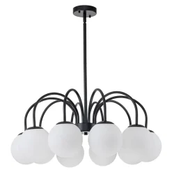 Mid-Century Frosted Glass Globe Bubble Round Chandelier