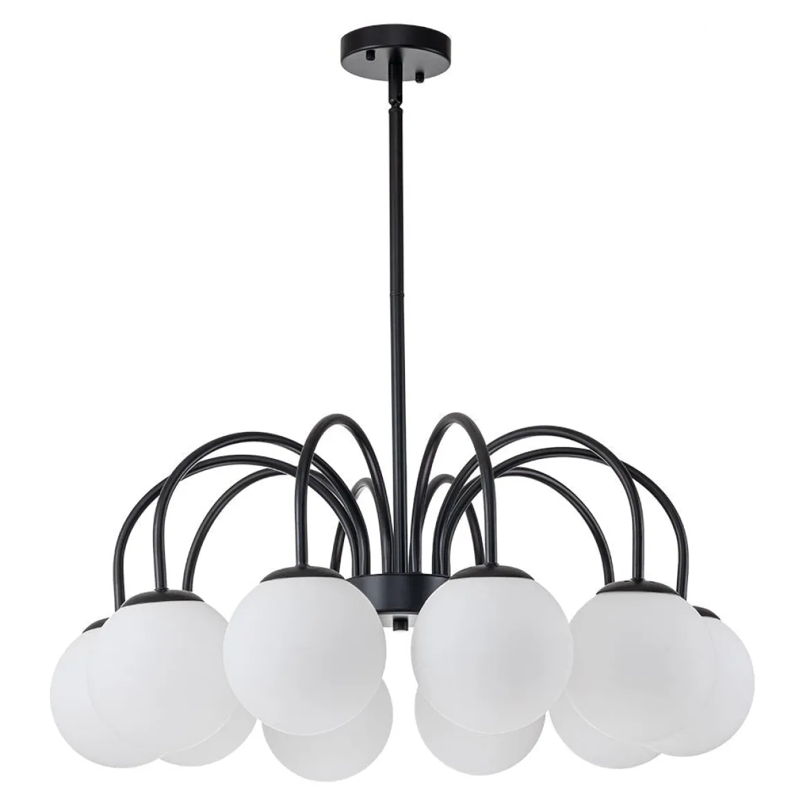 Mid-Century Frosted Glass Globe Bubble Round Chandelier