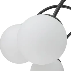 Mid-Century Frosted Glass Globe Bubble Round Chandelier