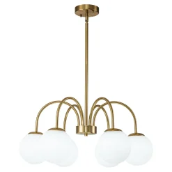 Mid-Century Frosted Glass Globe Bubble Round Chandelier
