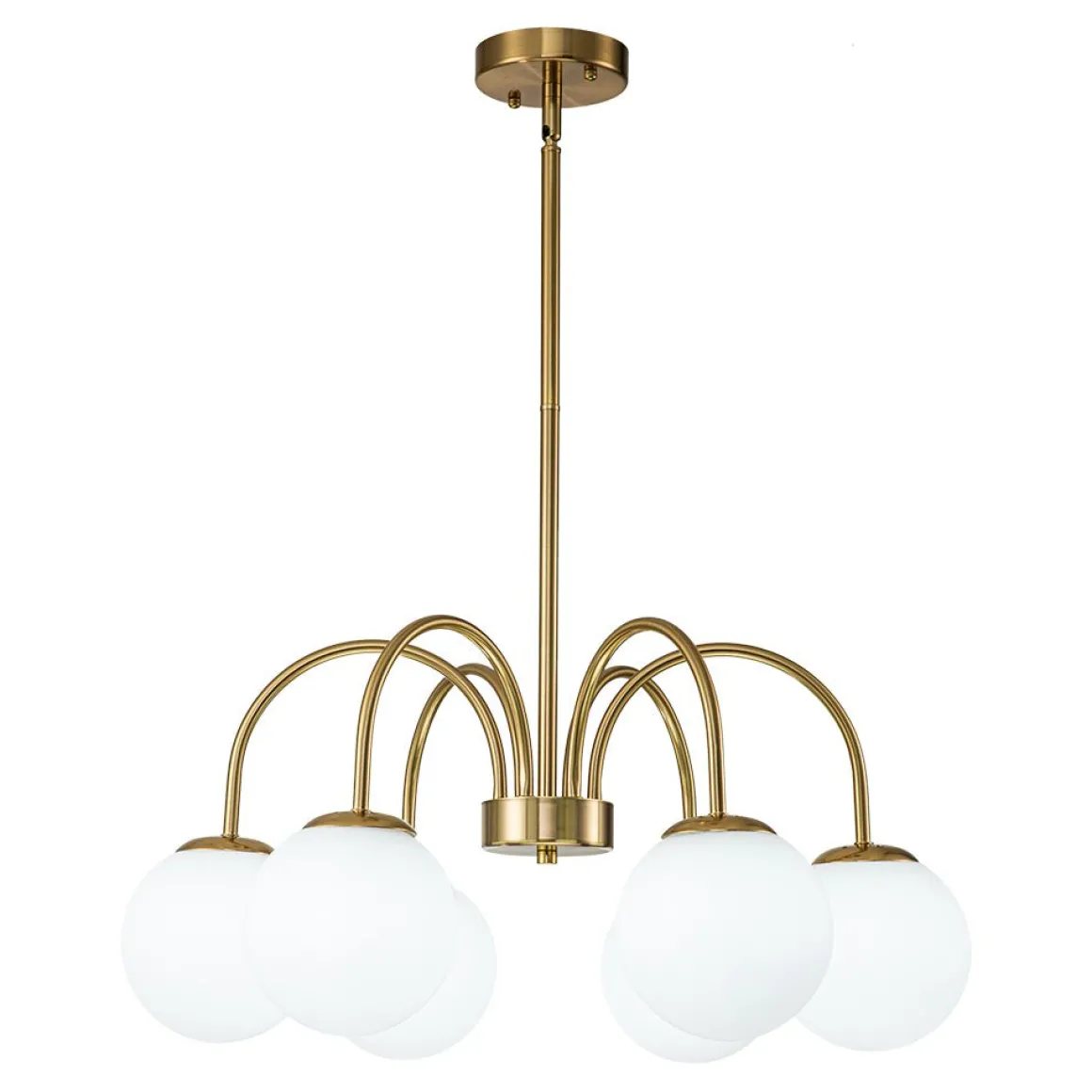 Mid-Century Frosted Glass Globe Bubble Round Chandelier
