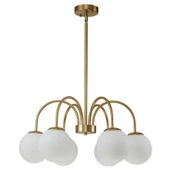 Mid-Century Frosted Glass Globe Bubble Round Chandelier