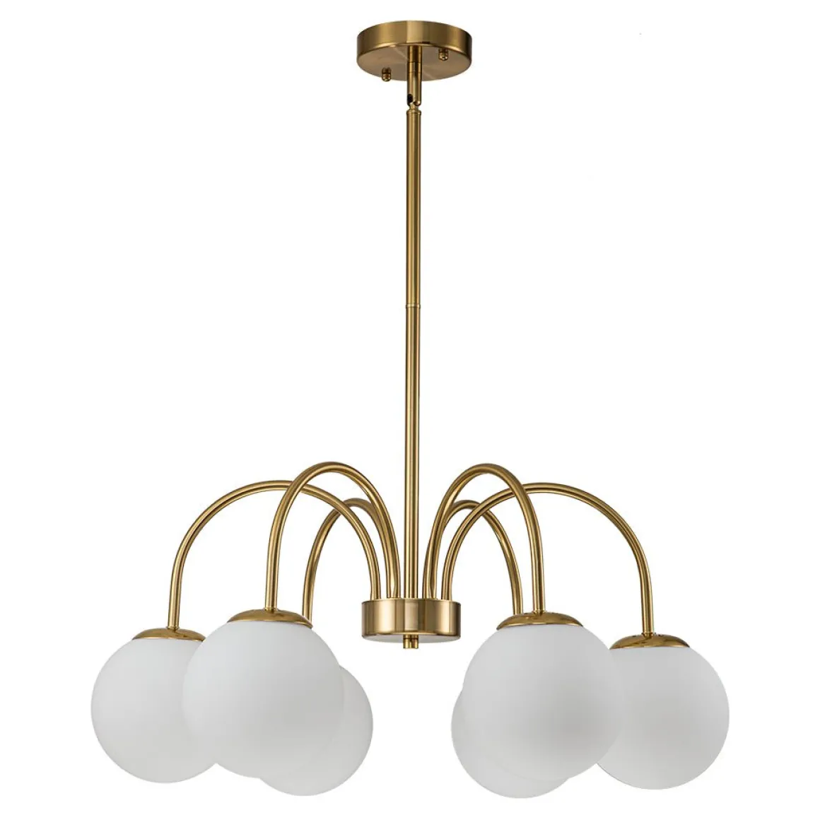 Mid-Century Frosted Glass Globe Bubble Round Chandelier
