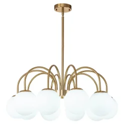 Mid-Century Frosted Glass Globe Bubble Round Chandelier