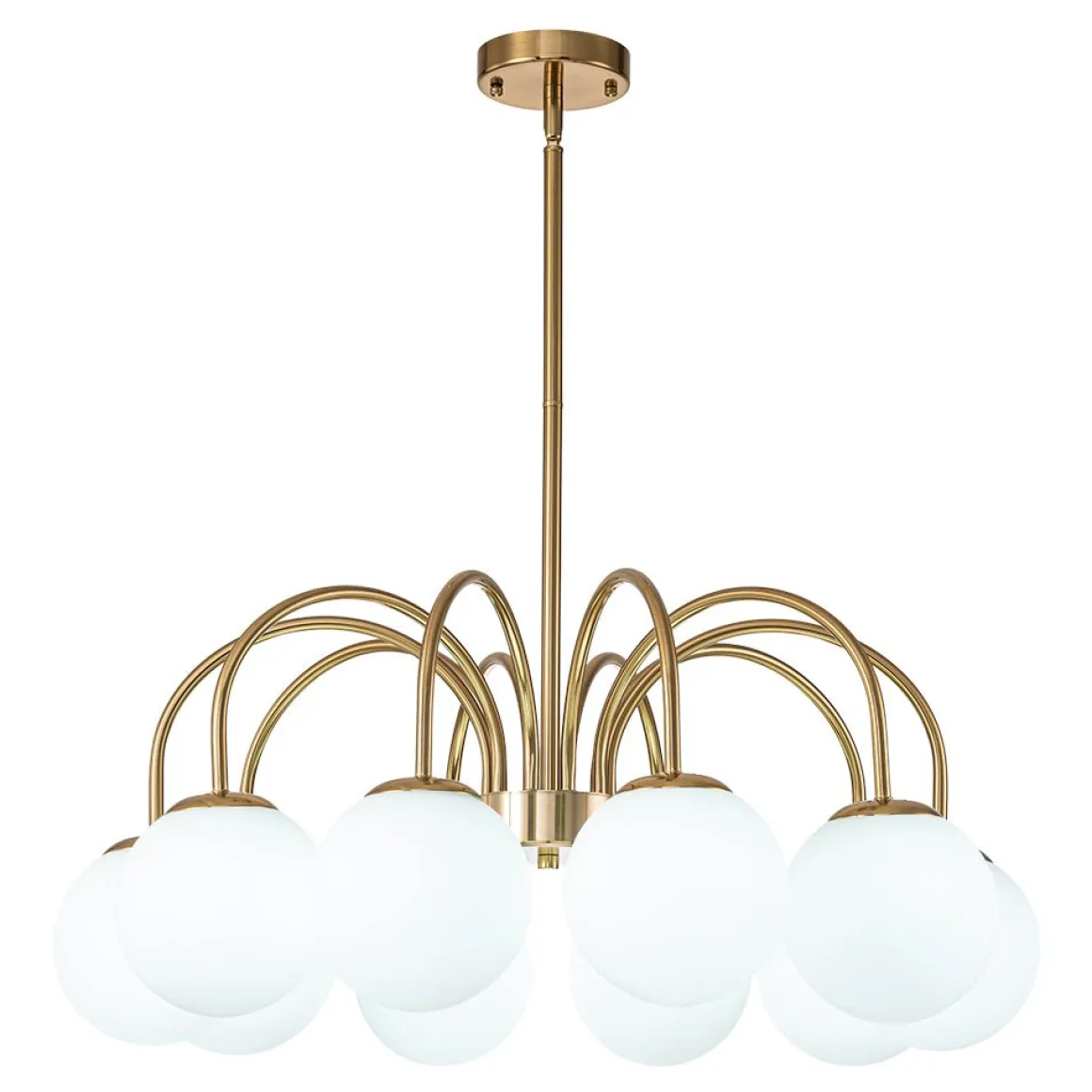 Mid-Century Frosted Glass Globe Bubble Round Chandelier