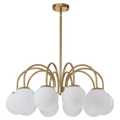 Mid-Century Frosted Glass Globe Bubble Round Chandelier