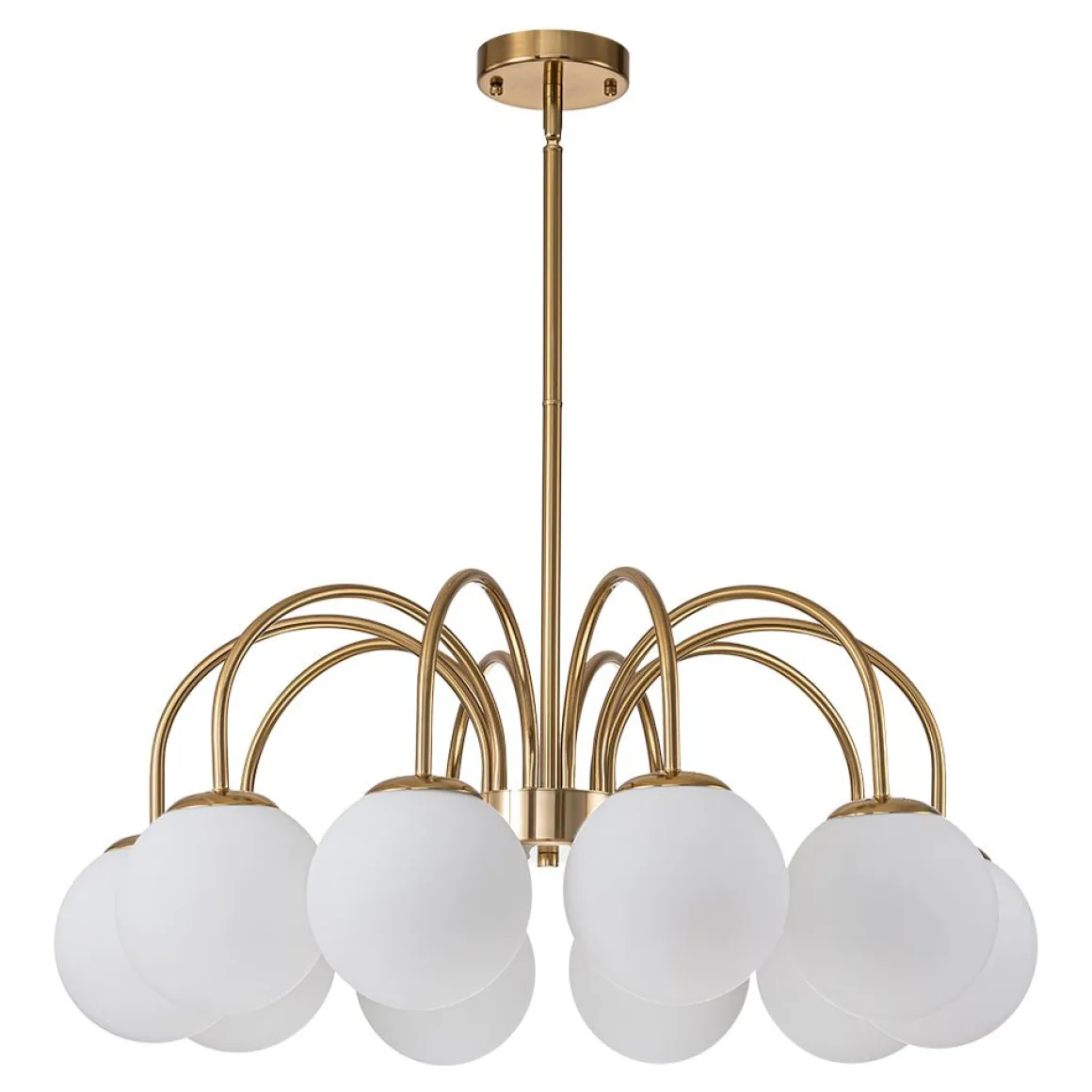 Mid-Century Frosted Glass Globe Bubble Round Chandelier