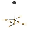 Mid-century 6-Light Black Brass Tiered Sputnik Chandelier