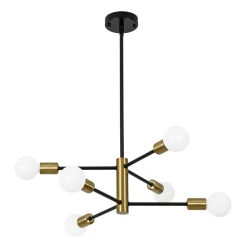 Mid-century 6-Light Black Brass Tiered Sputnik Chandelier