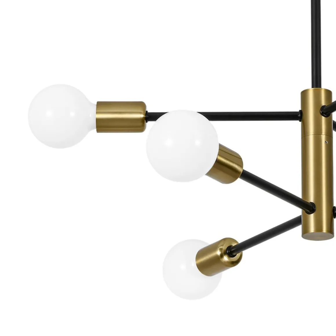Mid-century 6-Light Black Brass Tiered Sputnik Chandelier