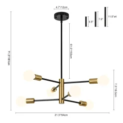 Mid-century 6-Light Black Brass Tiered Sputnik Chandelier
