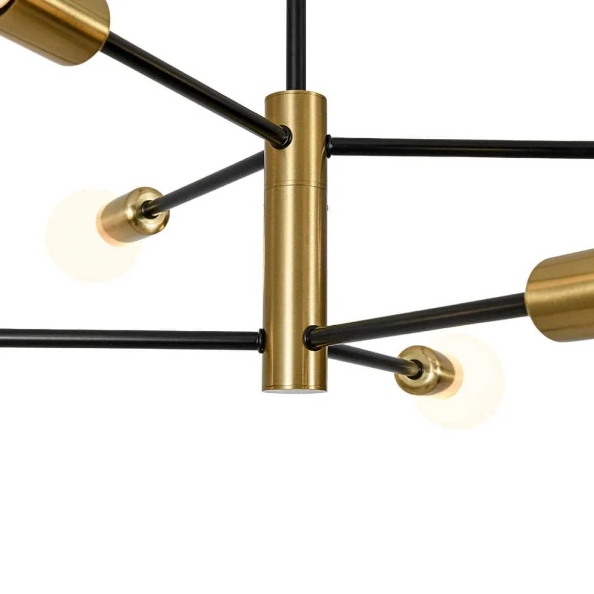Mid-century 6-Light Black Brass Tiered Sputnik Chandelier