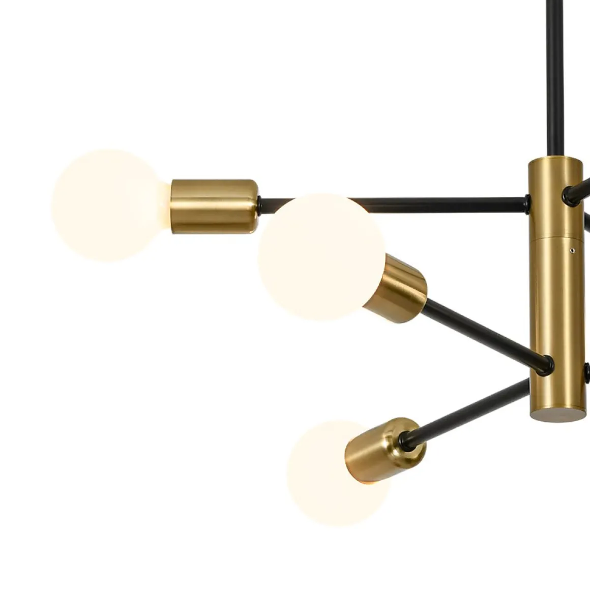 Mid-century 6-Light Black Brass Tiered Sputnik Chandelier