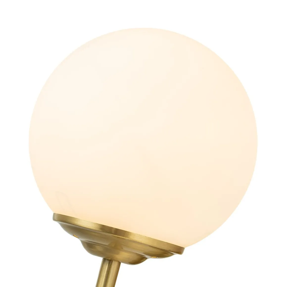 Mid-Century 1-Light Brass Frosted Glass Globe Wall Sconce