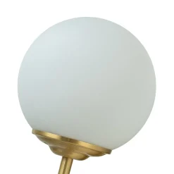 Mid-Century 1-Light Brass Frosted Glass Globe Wall Sconce