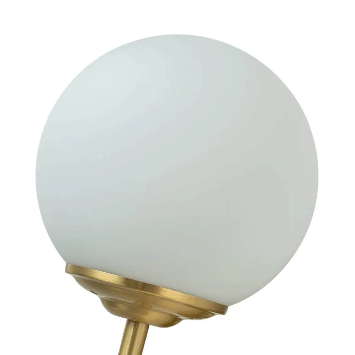 Mid-Century 1-Light Brass Frosted Glass Globe Wall Sconce
