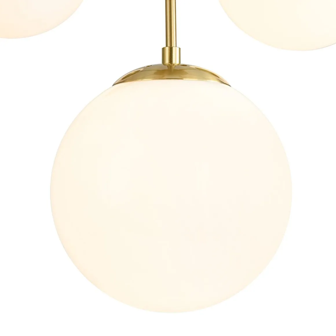 Mid-Century 7-light Brass Opal Glass Globe Sputnik Chandelier