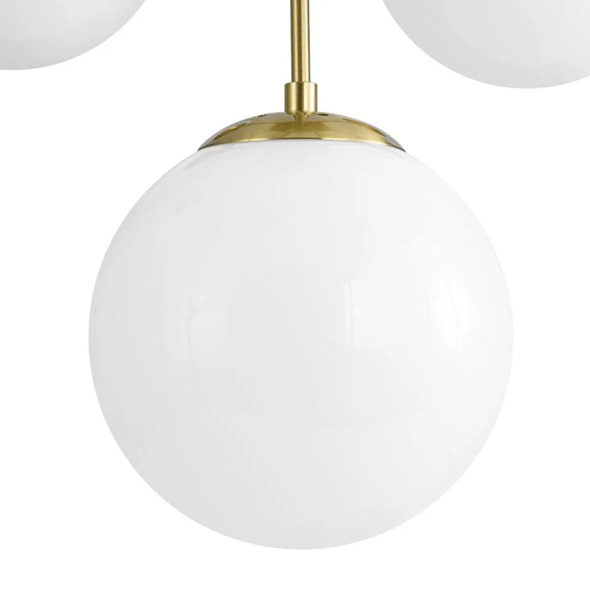 Mid-Century 7-light Brass Opal Glass Globe Sputnik Chandelier