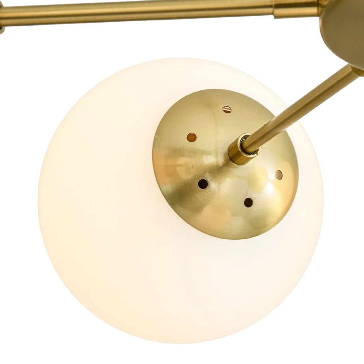 Mid-Century 7-light Brass Opal Glass Globe Sputnik Chandelier