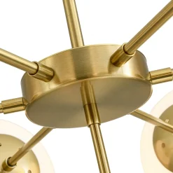 Mid-Century 7-light Brass Opal Glass Globe Sputnik Chandelier
