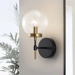 Mid-Century 1-Light Clear Glass Globe Vanity Wall Sconce