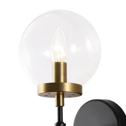 Mid-Century 1-Light Clear Glass Globe Vanity Wall Sconce