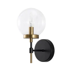 Mid-Century 1-Light Clear Glass Globe Vanity Wall Sconce