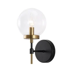 Mid-Century 1-Light Clear Glass Globe Vanity Wall Sconce