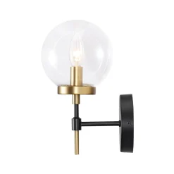 Mid-Century 1-Light Clear Glass Globe Vanity Wall Sconce