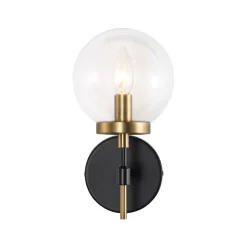 Mid-Century 1-Light Clear Glass Globe Vanity Wall Sconce