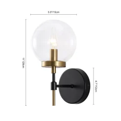 Mid-Century 1-Light Clear Glass Globe Vanity Wall Sconce