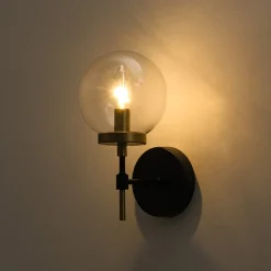 Mid-Century 1-Light Clear Glass Globe Vanity Wall Sconce
