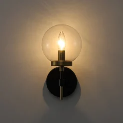 Mid-Century 1-Light Clear Glass Globe Vanity Wall Sconce
