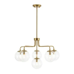 Mid-Century 6-Light Glass Bubble Sputnik Semi Flush Chandelier