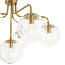 Mid-Century 6-Light Glass Bubble Sputnik Semi Flush Chandelier