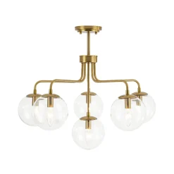 Mid-Century 6-Light Glass Bubble Sputnik Semi Flush Chandelier