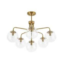 Mid-Century 6-Light Glass Bubble Sputnik Semi Flush Chandelier