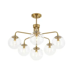 Mid-Century 6-Light Glass Bubble Sputnik Semi Flush Chandelier