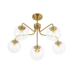 Mid-Century 6-Light Glass Bubble Sputnik Semi Flush Chandelier