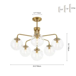 Mid-Century 6-Light Glass Bubble Sputnik Semi Flush Chandelier