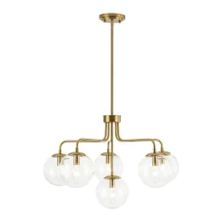 Mid-Century 6-Light Glass Bubble Sputnik Semi Flush Chandelier
