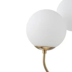 Mid-Century 6-Light Goose Arm Opal Glass Globe Tiered Chandelier