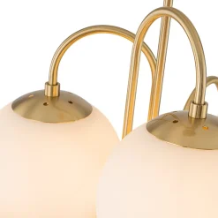 Mid-Century 6-Light Goose Arm Opal Glass Globe Tiered Chandelier