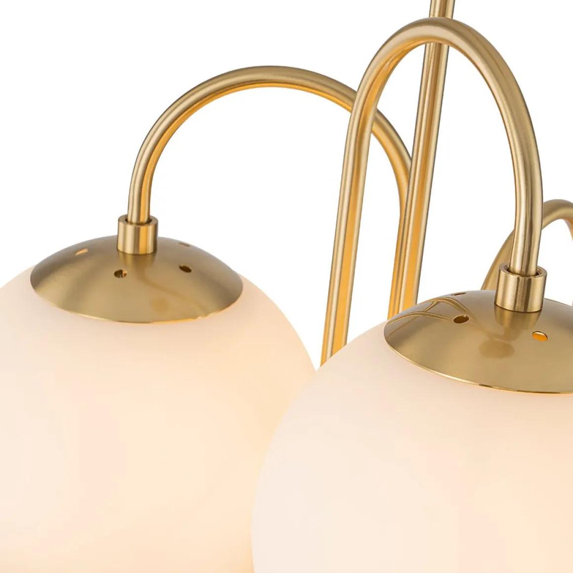 Mid-Century 6-Light Goose Arm Opal Glass Globe Tiered Chandelier