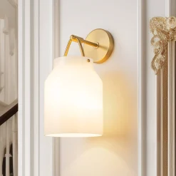Mid-Century 1-Light Hanging Jar Shade Wall Sconce